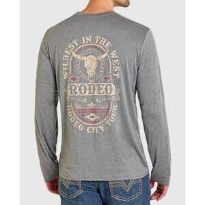 NEW ROCK & ROLL DENIM men's performance long sleeve graphic top in charcoal